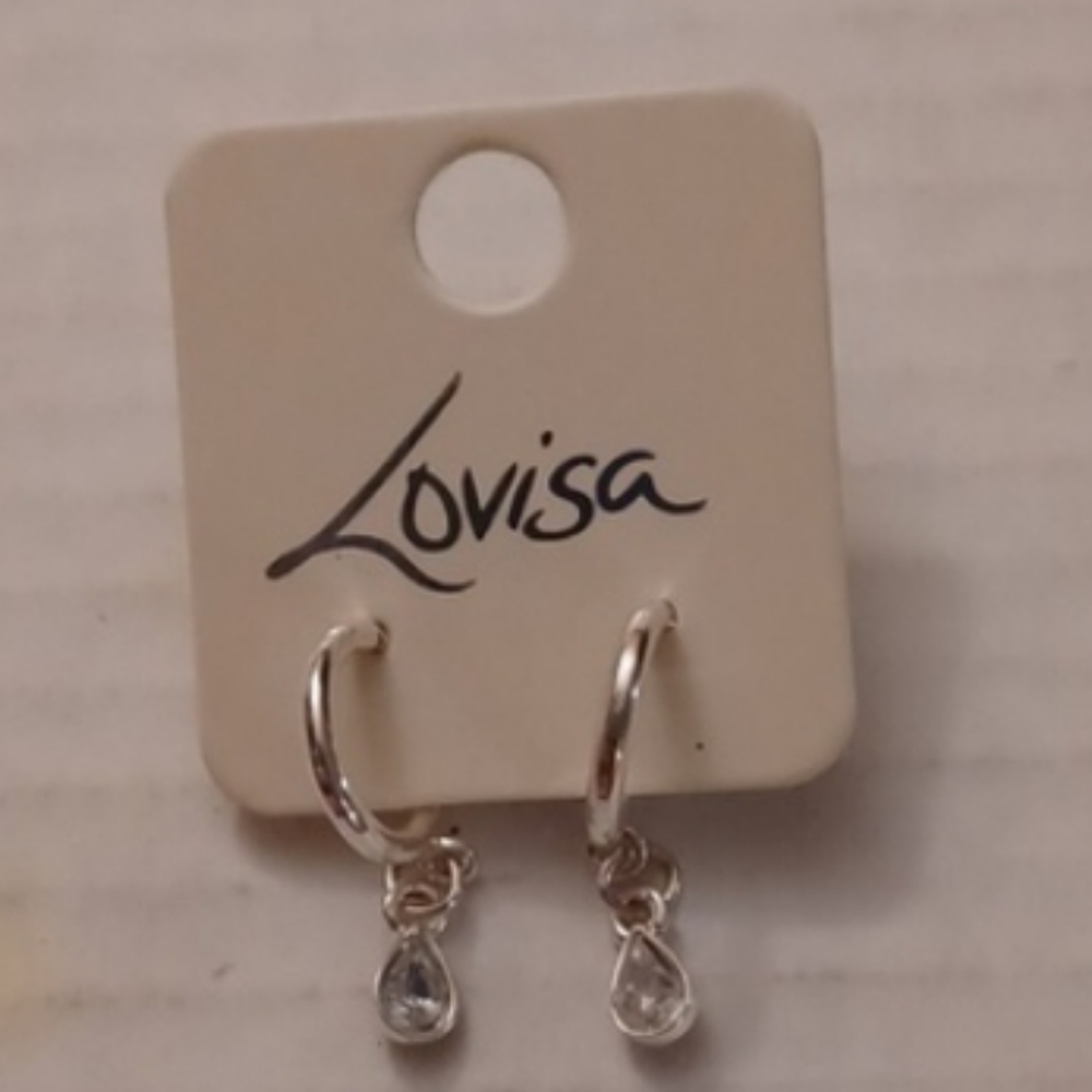4/$30 New Silver Teardrop Hoop Earrings